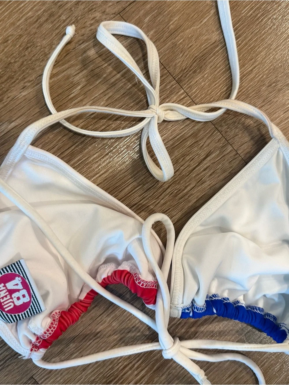 Stars & Stripes Triangle Swim Top - White, Red & Blue